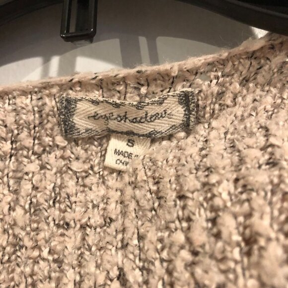 Eyeshadow Open Knit Cardigan Small Beige Tan Low High Womens Ladies Casual Cute - Picture 4 of 5